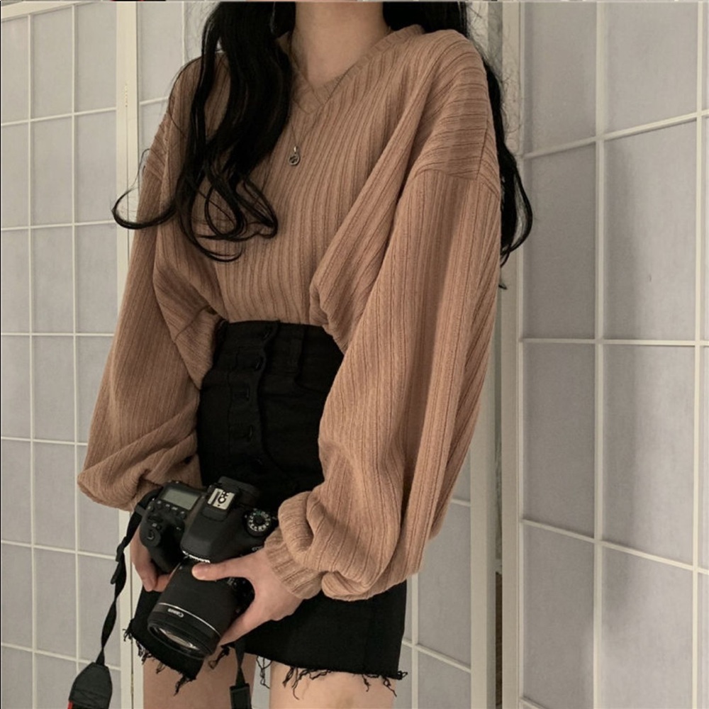 Cropped sweater rib knit